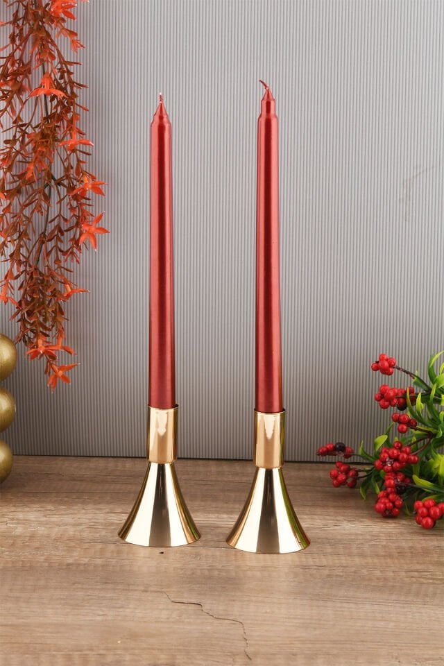 Dekoratif Metal Mumluk Seti 2'li Gold