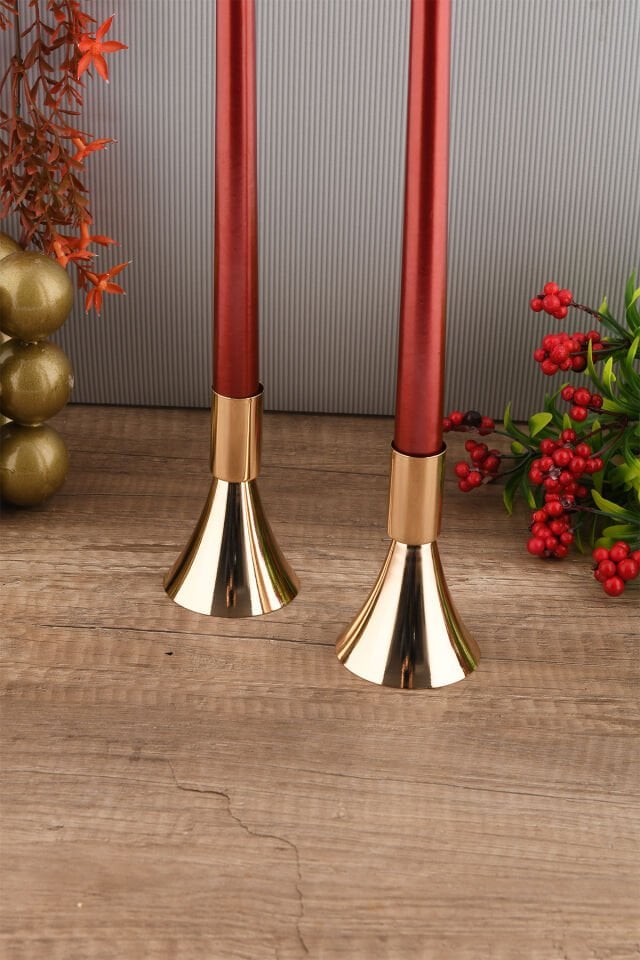 Dekoratif Metal Mumluk Seti 2'li Gold