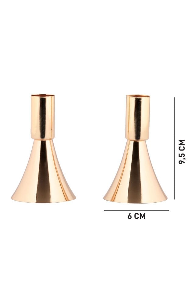 Dekoratif Metal Mumluk Seti 2'li Gold