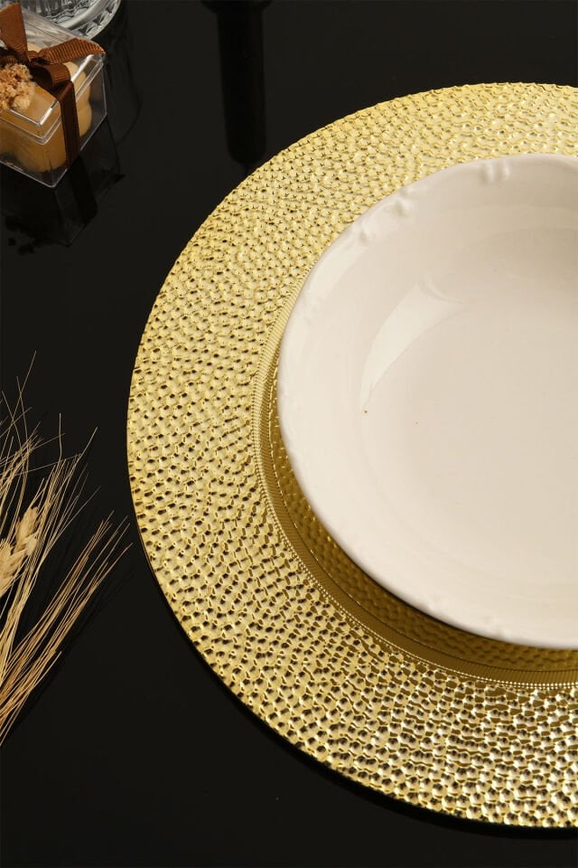 Supla Seti Gold Renk,Motifli Lüks Sert Plastik 6'lı Supla Seti