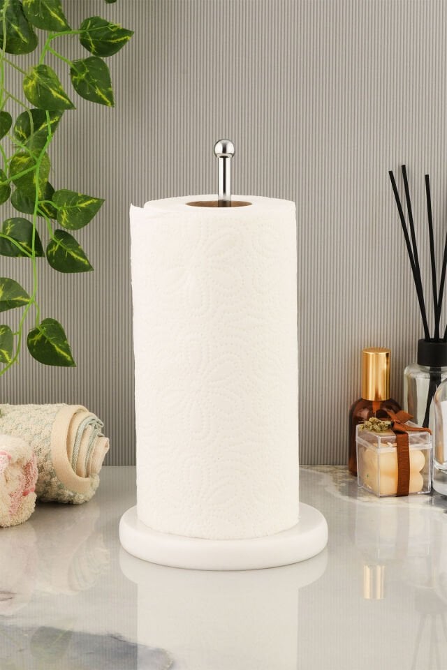 Krom Kaplama Beyaz Mermer Kağıt Havluluk Mutfak - Banyo Rulo Peçetelik