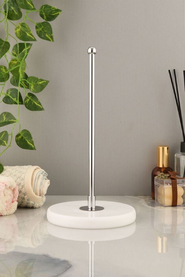 Krom Kaplama Beyaz Mermer Kağıt Havluluk Mutfak - Banyo Rulo Peçetelik