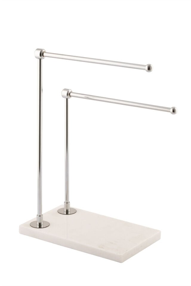 Mermer El Havluluk Kağıt Havluluk Krom Dekorlu Beyaz Desenli Mermer