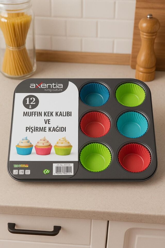 12’li Muffin Kek Kalıbı  Dayanıklı, Çok Amaçlı Fırın Kalıbı