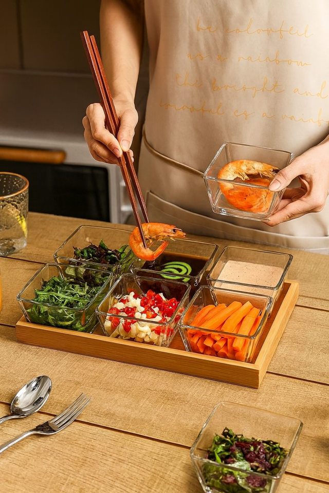 BAMBU TEPSİLİ CAM ÇEREZLİK - KAHVALTILIK