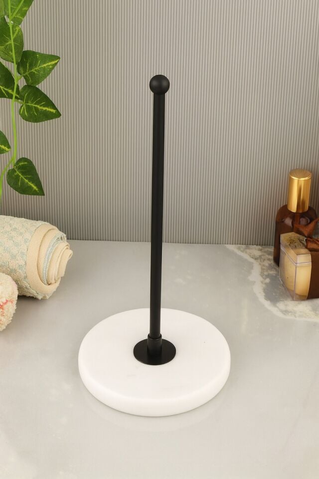 Siyah Kaplama Beyaz Mermer Kağıt Havluluk Mutfak - Banyo Rulo Peçetelik