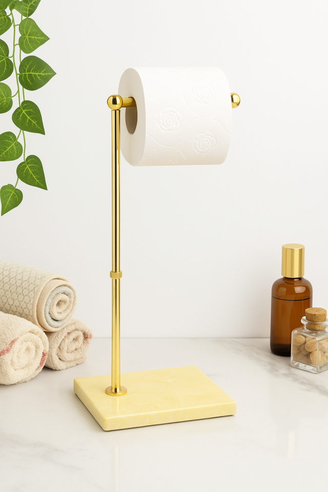 Mermer Kağıtlık Gold Dekorlu Bej Desenli Mermer