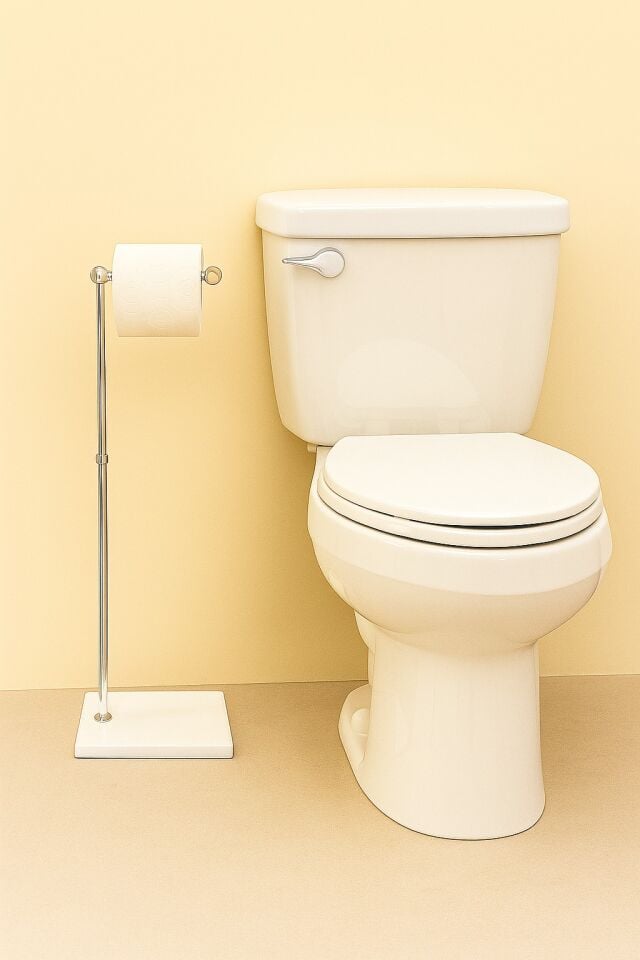 Mermer Kağıtlık Krom Dekorlu Beyaz Desenli Mermer